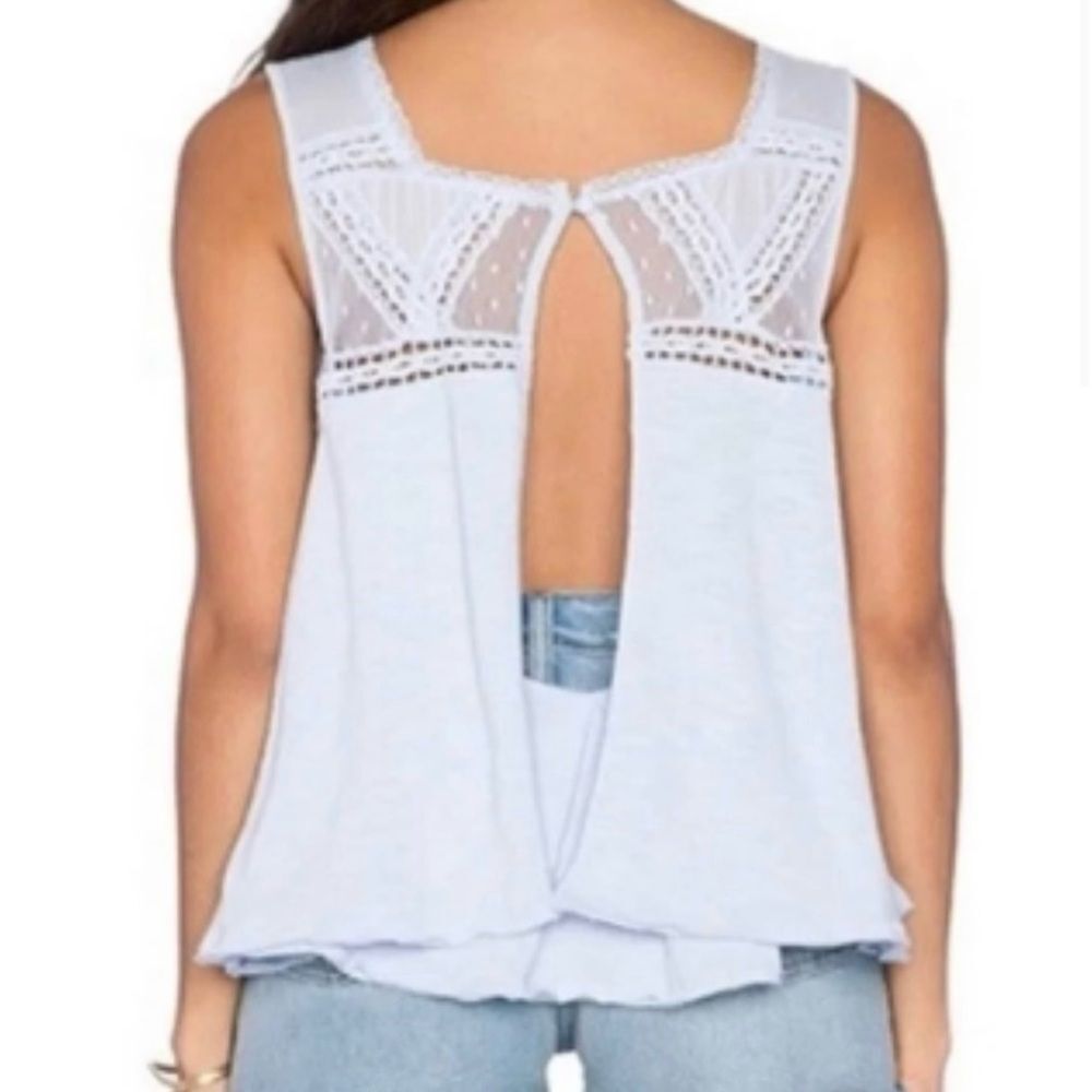 Free People Costa Mesh Babydoll Tank pale blue - Picture 2 of 5